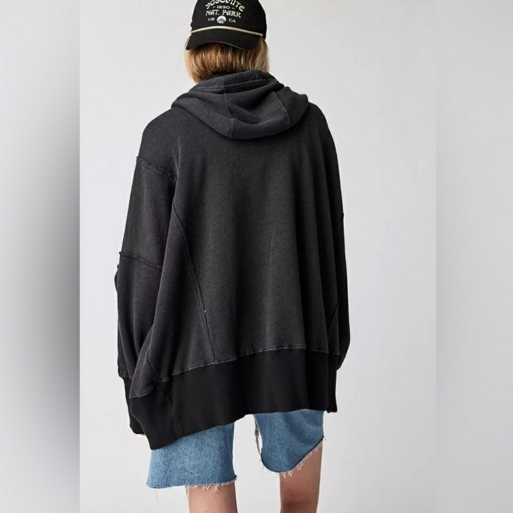Free People Hoodie Zip Camden Black Medium nwt - Picture 4 of 10